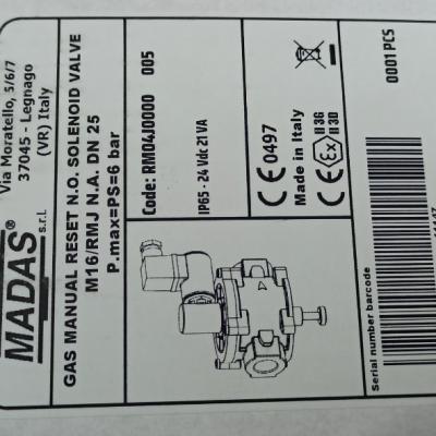 VAN ĐIỆN TỪ CHỐNG NỔ RESET BẰNG TAY M16/RMJ NA DN25 MADAS